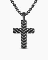 Chevron Cross Pendant in Black Titanium with Diamonds, 36mm